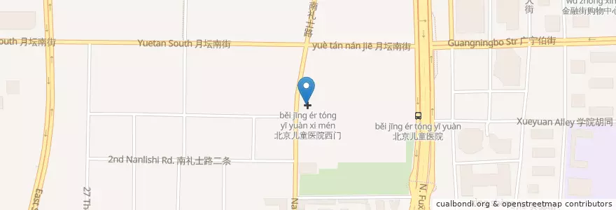 Mapa de ubicacion de 北京儿童医院西门 en China, Pequim, Hebei, 西城区.