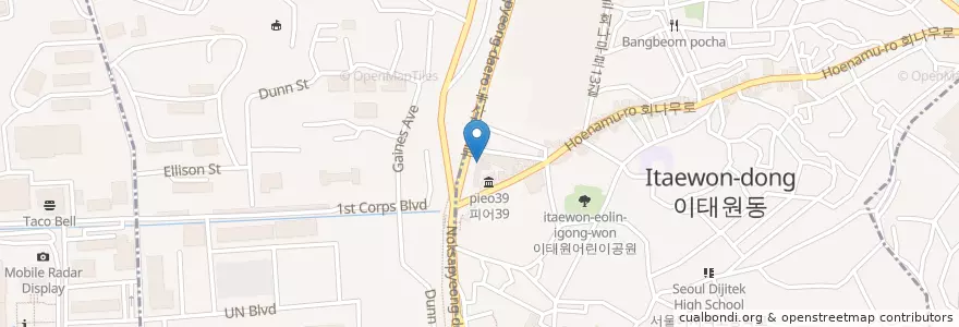 Mapa de ubicacion de 돈차를리 en 대한민국, 서울, 용산구, 용산2가동.