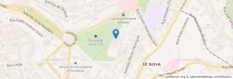 Mapa de ubicacion de Cantinas Universitárias en Португалия, Центральный Регион, Baixo Mondego, Coimbra, Coimbra, Sé Nova, Santa Cruz, Almedina E São Bartolomeu.