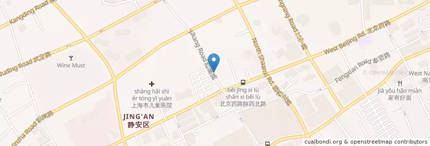 Mapa de ubicacion de 上海国宾医疗中心 en چین, شانگهای, 静安区.