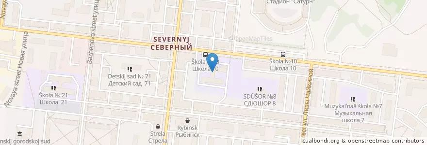 Mapa de ubicacion de СОШ N10 en Rusland, Centraal Federaal District, Oblast Jaroslavl, Рыбинский Район, Городской Округ Рыбинск.
