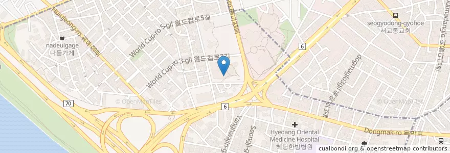 Mapa de ubicacion de Sonoya en Güney Kore, Seul, 마포구, 합정동.