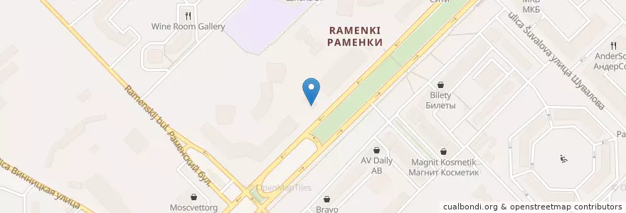 Mapa de ubicacion de Инвитро en Russia, Distretto Federale Centrale, Москва, Западный Административный Округ, Район Раменки.