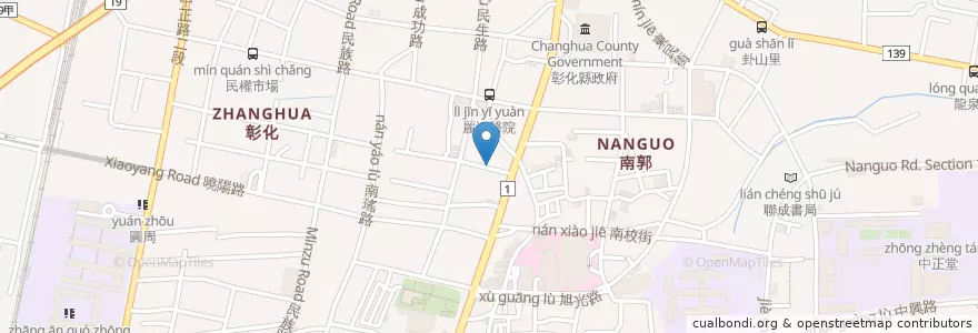Mapa de ubicacion de 正忠藥局 en Taiwan, Taiwan Province, Changhua County, Zhanghua City.
