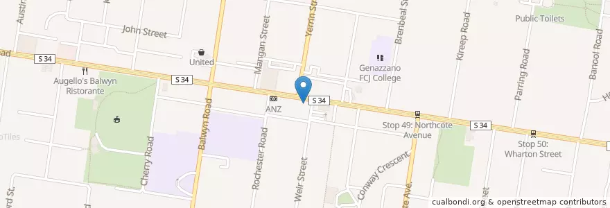 Mapa de ubicacion de BOM en Australie, Victoria, City Of Boroondara.