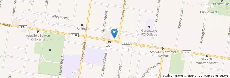 Mapa de ubicacion de Bendigo Bank en Australia, Victoria, City Of Boroondara.