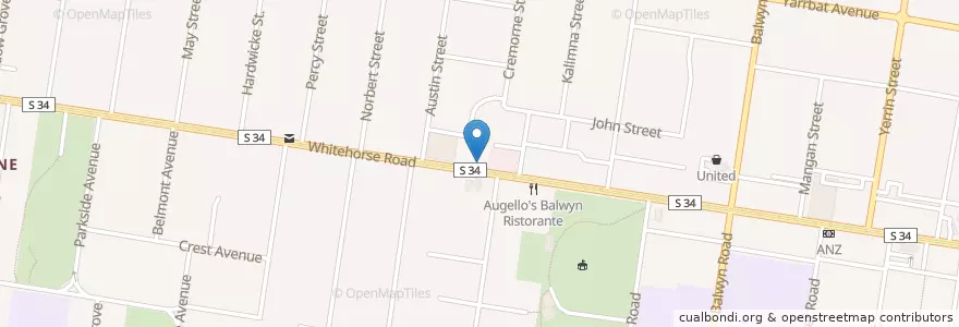 Mapa de ubicacion de Balwyn Eatery en أستراليا, ولاية فيكتوريا, City Of Boroondara.