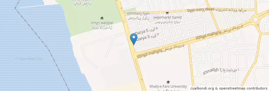 Mapa de ubicacion de فست فود ورگانتی en 이란, استان بوشهر, شهرستان بوشهر, بخش مرکزی شهرستان بوشهر, دهستان حومه بوشهر, بوشهر.