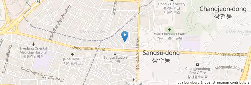 Mapa de ubicacion de 도쿄빙수 en Corée Du Sud, Séoul, 마포구, 서강동.