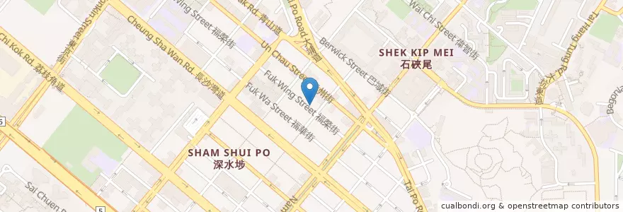 Mapa de ubicacion de 維記咖啡粉麵 en الصين, غوانغدونغ, هونغ كونغ, كولون, الأقاليم الجديدة, 深水埗區 Sham Shui Po District.