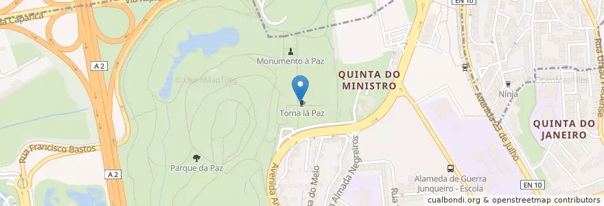 Mapa de ubicacion de Toma lá Paz en 葡萄牙, Área Metropolitana De Lisboa, Setúbal, Península De Setúbal, Almada.