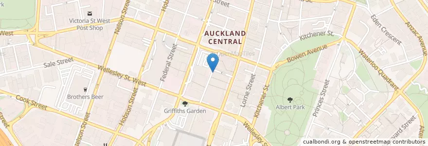 Mapa de ubicacion de Pizza Club en Nouvelle-Zélande, Auckland, Waitematā.