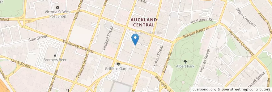 Mapa de ubicacion de Bar 101 en Новая Зеландия, Auckland, Waitematā.