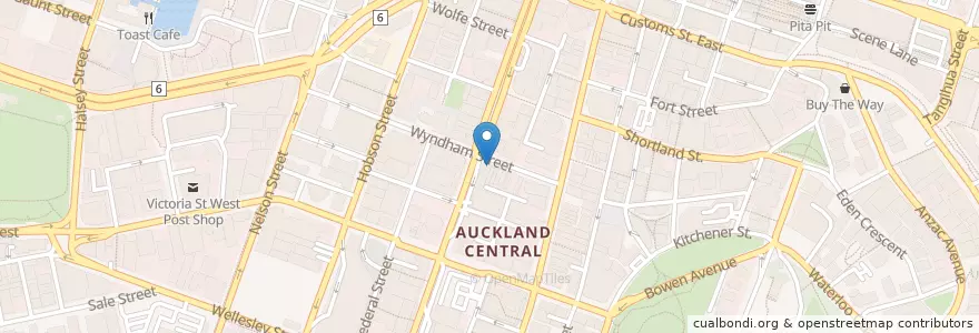 Mapa de ubicacion de Sunflower Cafe en Новая Зеландия, Auckland, Waitematā.