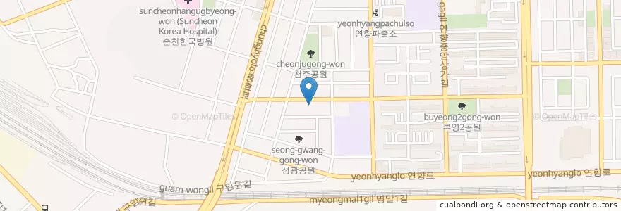 Mapa de ubicacion de BHC치킨 연향점 en 大韓民国, 全羅南道, 順天市.