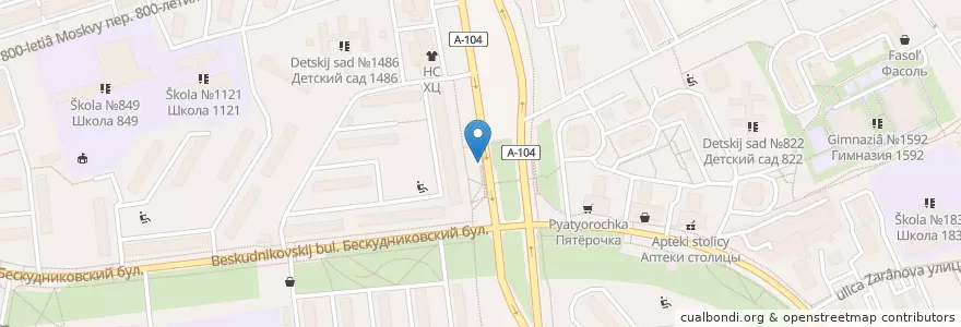 Mapa de ubicacion de Проездные билеты en Rusia, Distrito Federal Central, Москва, Северный Административный Округ, Бескудниковский Район.