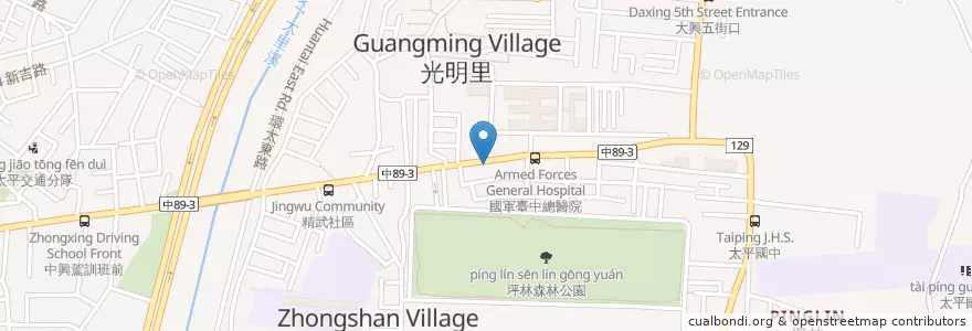 Mapa de ubicacion de 青島水餃 en 台湾, 台中市, 太平区.