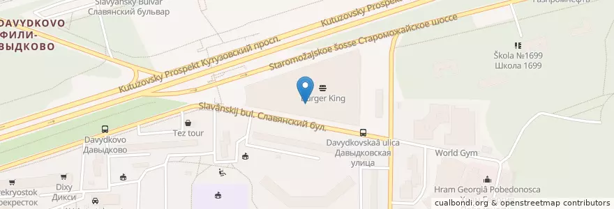 Mapa de ubicacion de Чайхона №1 en Russia, Distretto Federale Centrale, Москва, Западный Административный Округ, Район Фили-Давыдково.