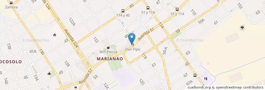 Mapa de ubicacion de Restaurante Don Pipo,El Cielo de Marianao en キューバ, La Habana, Marianao.