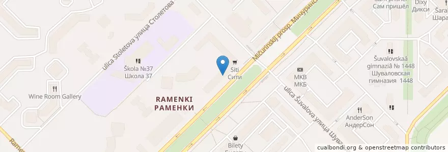Mapa de ubicacion de Самсон-Фарма en Rússia, Distrito Federal Central, Москва, Западный Административный Округ, Район Раменки.