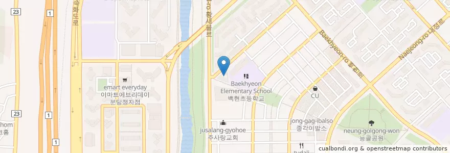 Mapa de ubicacion de 분당성마테오성당 en 韩国/南韓, 京畿道, 盆唐區.