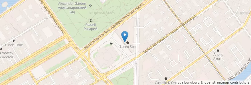 Mapa de ubicacion de Sintoho en Rusia, Северо-Западный Федеральный Округ, Óblast De Leningrado, San Petersburgo, Адмиралтейский Район.