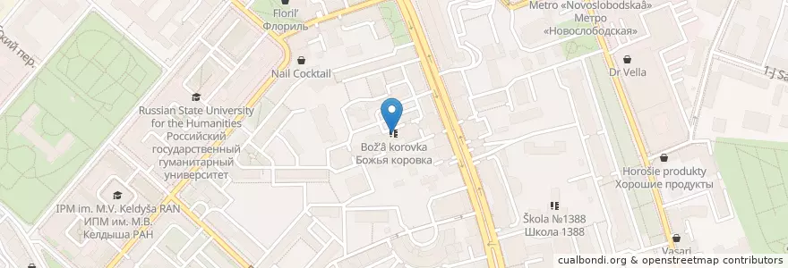 Mapa de ubicacion de Божья коровка en Russia, Distretto Federale Centrale, Москва, Центральный Административный Округ, Тверской Район.
