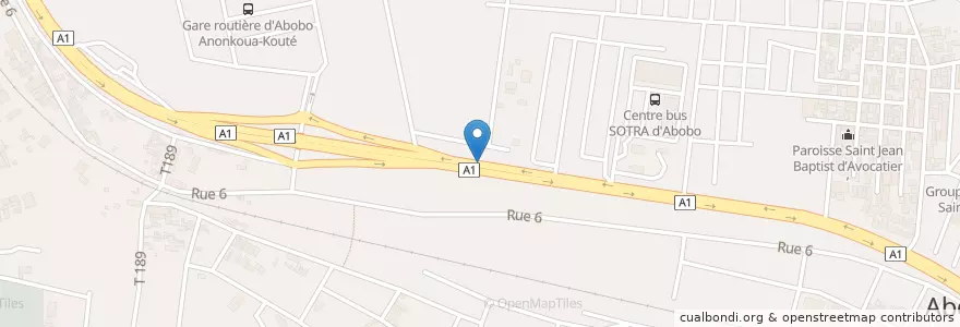Mapa de ubicacion de Pharmacie Bsa en コートジボワール, アビジャン, Abobo.