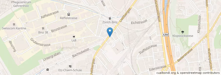 Mapa de ubicacion de Avia Uetlibergstrasse en 스위스, 취리히, Bezirk Zürich, Zürich.