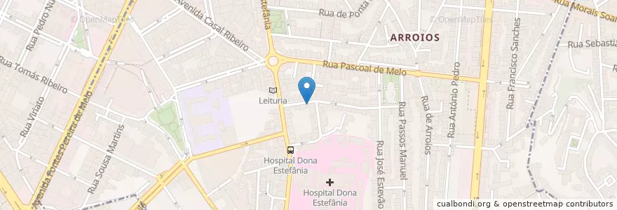 Mapa de ubicacion de Café Ponto de Encontro en Portekiz, Área Metropolitana De Lisboa, Lisboa, Grande Lisboa, Lizbon, Arroios.