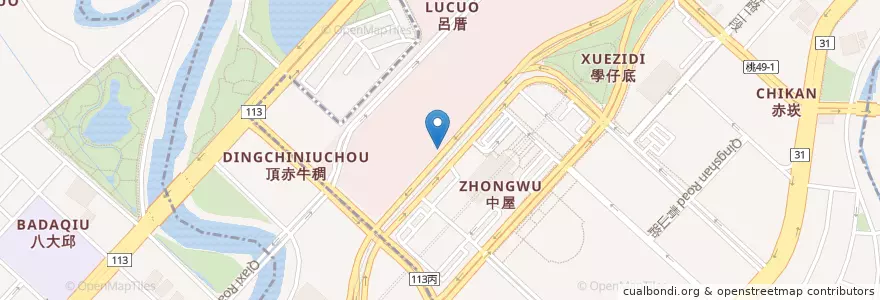 Mapa de ubicacion de 捷運高鐵桃園站(A18) en 타이완, 타오위안 시, 다위안 구.
