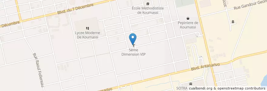 Mapa de ubicacion de 5ᵉ Dimension VIP en Côte D'Ivoire, Abidjan, Koumassi.