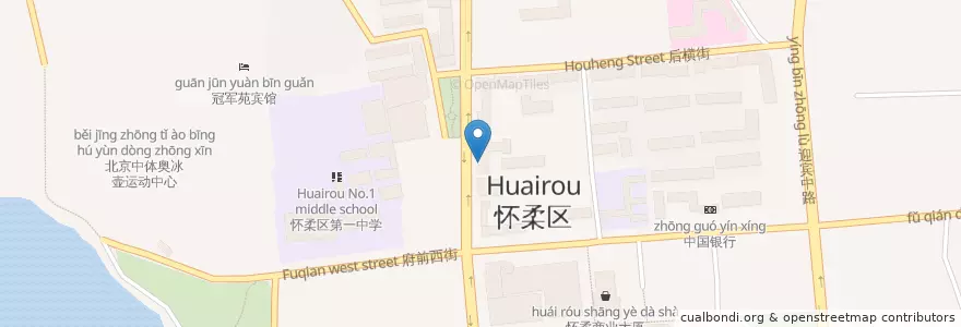 Mapa de ubicacion de 邮政储蓄银行 en China, Beijing, Hebei, Huairou District.