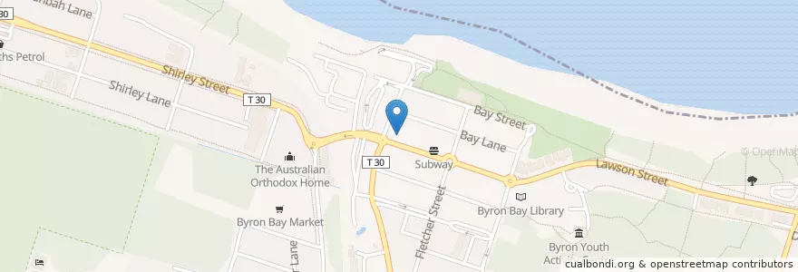 Mapa de ubicacion de The Cardamom Pod en Avustralya, New South Wales, Byron Shire Council.