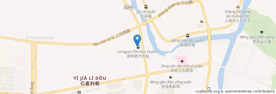Mapa de ubicacion de 深圳老汽车站 en 中国, 福建省, 龙岩市, 新罗区.