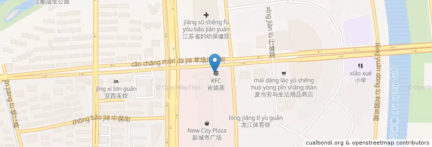 Mapa de ubicacion de 肯德基 en الصين, جيانغسو, نانجينغ, 鼓楼区.