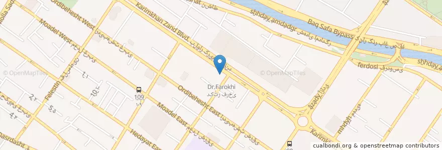 Mapa de ubicacion de بانک پاسارگاد en Iran, استان فارس, شهرستان شیراز, بخش مرکزی, شیراز.