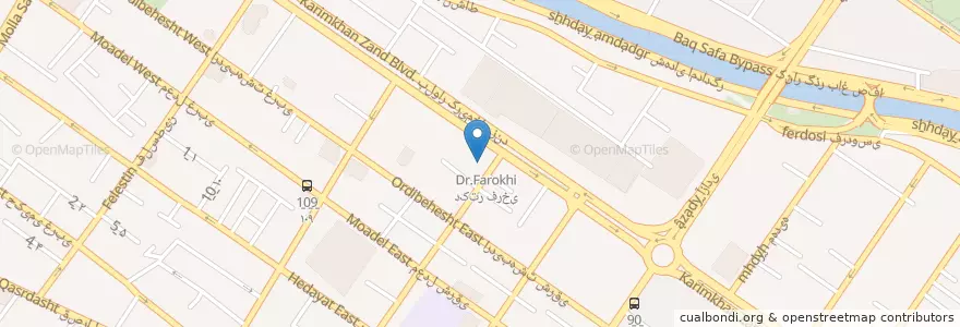 Mapa de ubicacion de موسسه اعتباری نور en Irão, استان فارس, شهرستان شیراز, بخش مرکزی, شیراز.