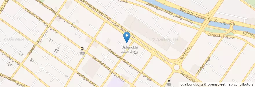 Mapa de ubicacion de بانک آینده en Iran, استان فارس, شهرستان شیراز, بخش مرکزی, Shiraz.