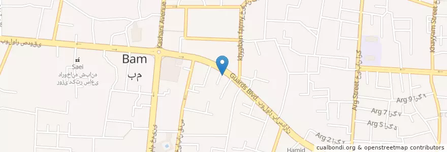 Mapa de ubicacion de مرکز بهداشتی درمانی رخساره ضیاء en イラン, ケルマーン, شهرستان بم, بخش مرکزی شهرستان بم, بم.
