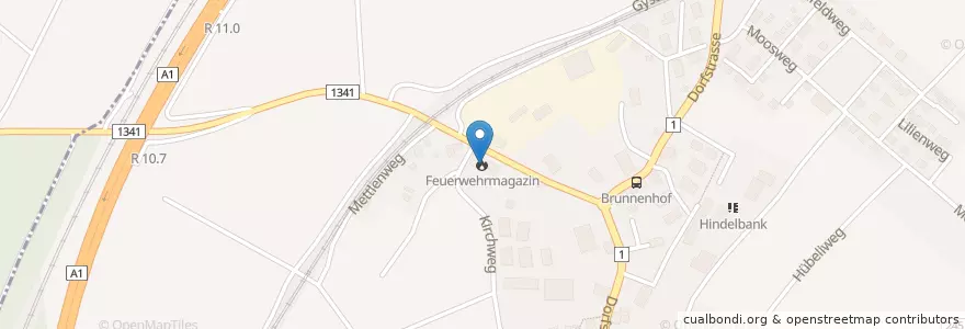 Mapa de ubicacion de Feuerwehrmagazin en İsviçre, Bern/Berne, Verwaltungsregion Emmental-Oberaargau, Verwaltungskreis Emmental, Hindelbank.