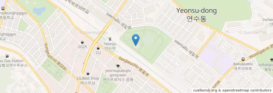 Mapa de ubicacion de 야외무대 en South Korea, Incheon, Yeonsu-Gu, Yeonsu-Dong.