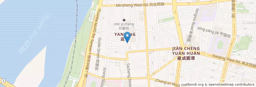 Mapa de ubicacion de 民樂旗魚米粉湯 en 臺灣, 新北市, 臺北市.