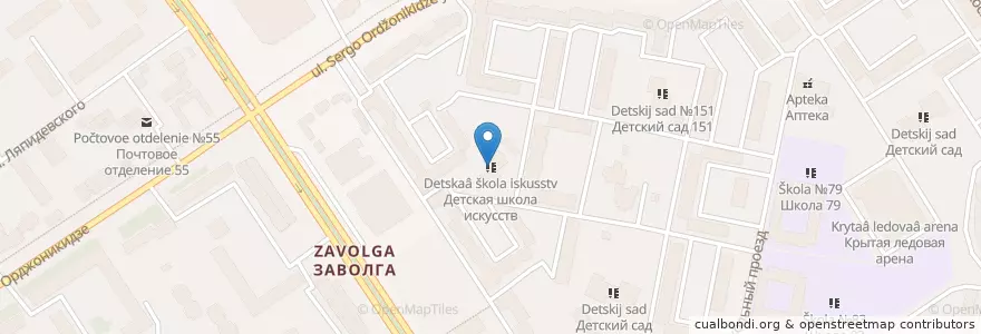 Mapa de ubicacion de Детская школа искусств en Rusland, Centraal Federaal District, Oblast Jaroslavl, Ярославский Район, Городской Округ Ярославль.