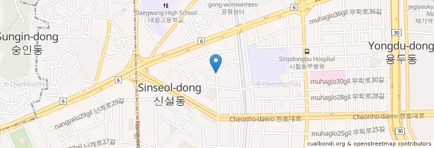 Mapa de ubicacion de 가야밀면 en Zuid-Korea, Seoel, 용신동.