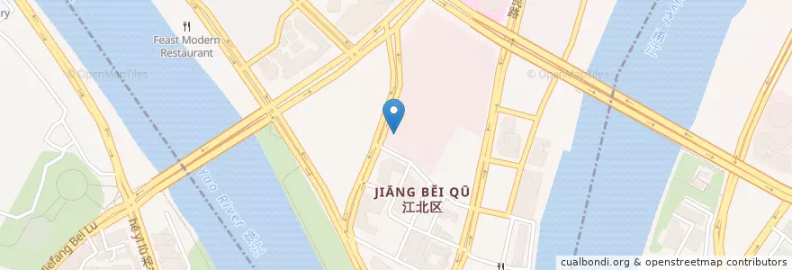 Mapa de ubicacion de 宁波北汽车站 en Cina, Zhejiang, Ningbo, Distretto Di Jiangbei.