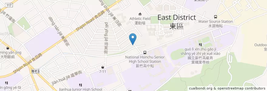 Mapa de ubicacion de 富爺紅豆餅 en 臺灣, 臺灣省, 新竹市, 東區.