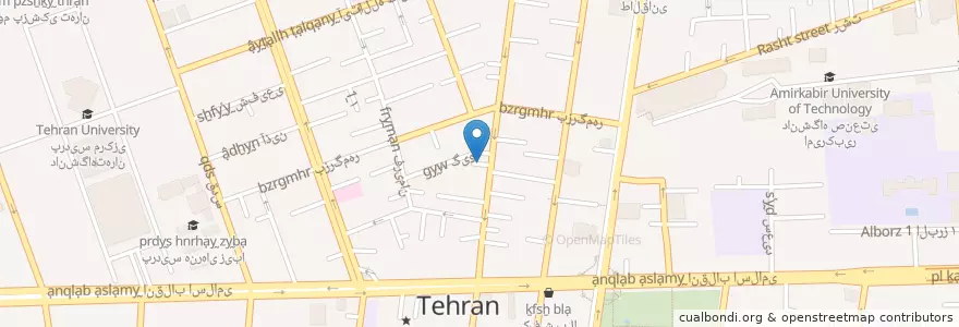 Mapa de ubicacion de دکتر نفیسه کاشانی زاده en Iran, Téhéran, شهرستان تهران, Téhéran, بخش مرکزی شهرستان تهران.