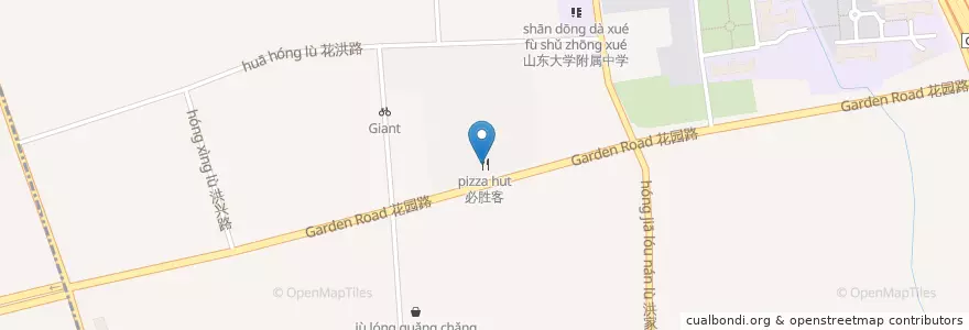 Mapa de ubicacion de 必胜客 en China, Shandong, 济南市, 历城区, 洪家楼街道.