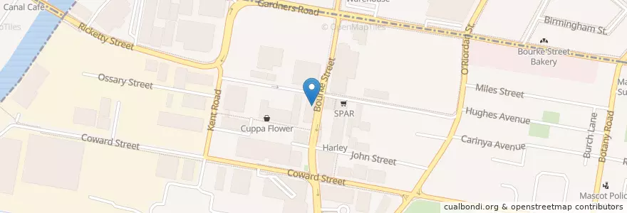 Mapa de ubicacion de Domino's Pizza en Australia, New South Wales, Bayside Council, Sydney.